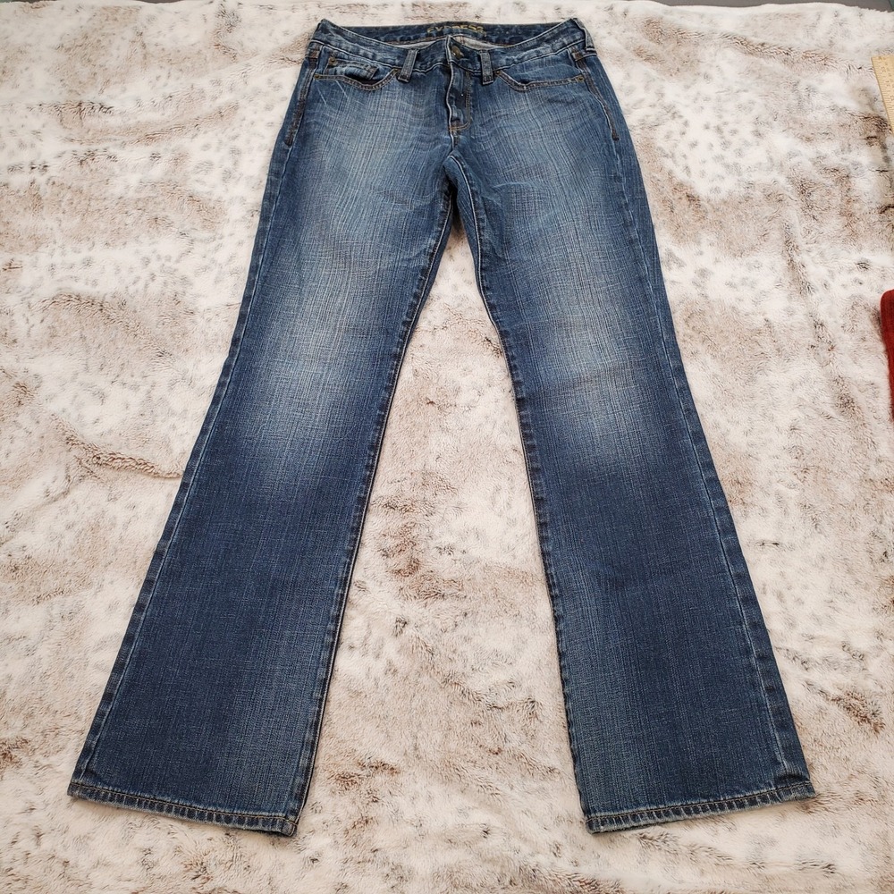 Express Jeans Womens 4R Stella Bootcut Low Rise Blue Dark Wash Denim Distressed